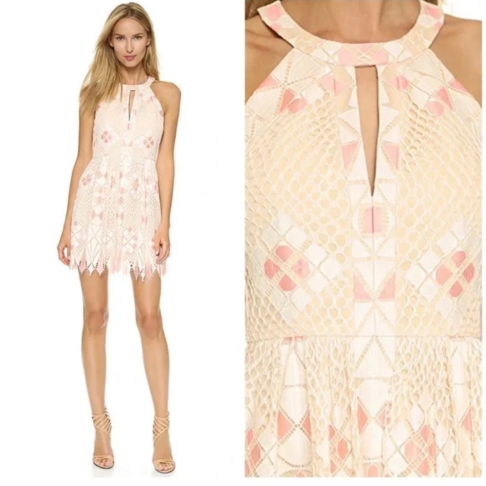 BCBGMaxAzria Pink and Cream Geometric Mini Dress